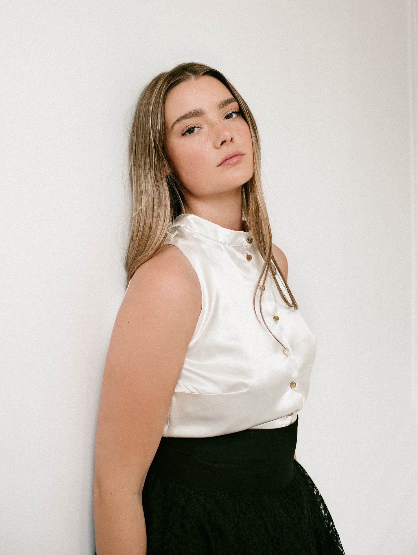 Ivory Satin Blouse